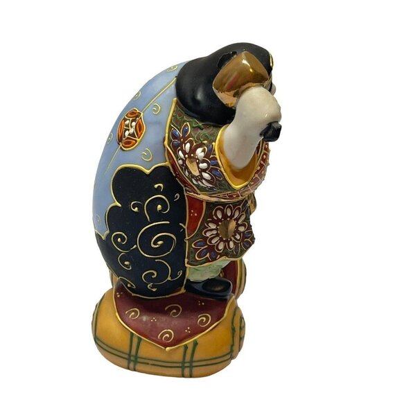 Vintage Japanese Kutani Figurine Man on Kegs 1960s Porcelain - Picture 4 of 10